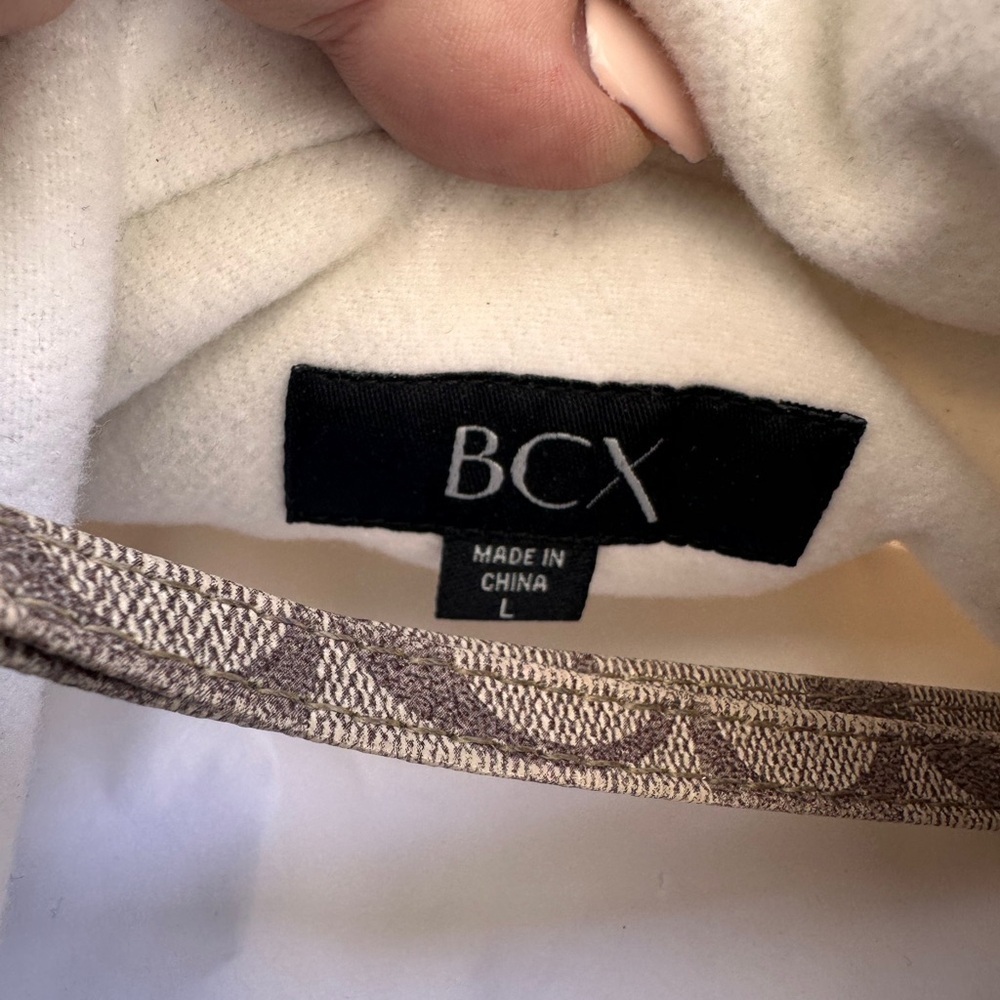 BCX Cream Double-Breasted Pea Coat with Black Accents - Picture 5 of 6